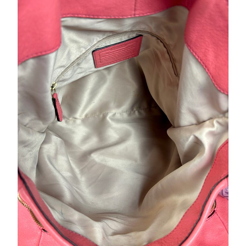 Coach Madison Phoebe Shoulder Bag in Pink/Dahlia Pebble Leather with Scarf - Picture 15 of 16